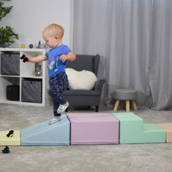 Soft Play 5 Foam Block Set – Light Pastel Corner Climber