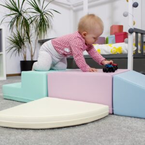 Soft Play 5 Foam Block Set – Light Pastel Corner Climber