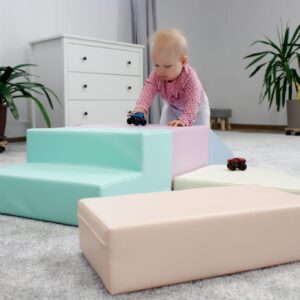 Soft Play 5 Foam Block Set – Light Pastel Corner Climber