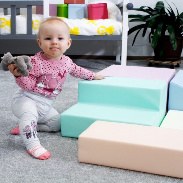 Soft Play 5 Foam Block Set – Light Pastel Corner Climber