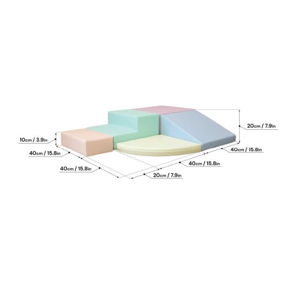Soft Play 5 Foam Block Set – Light Pastel Corner Climber