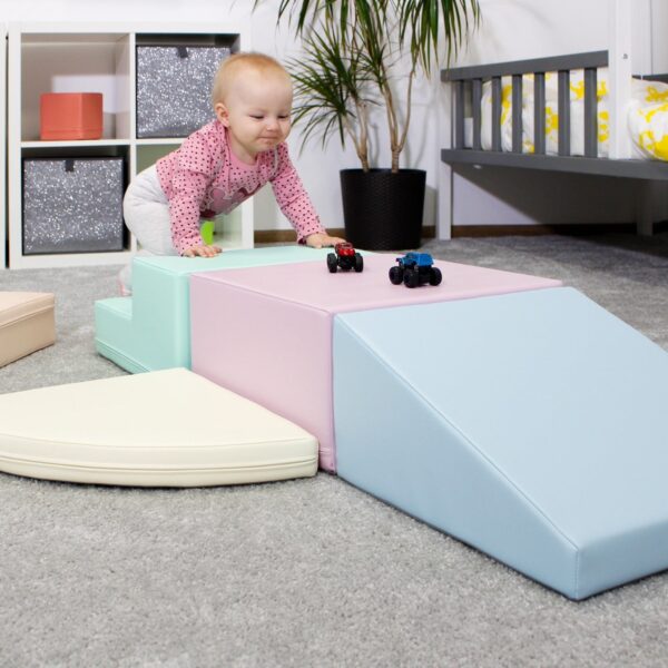 Soft Play 5 Foam Block Set – Light Pastel Corner Climber