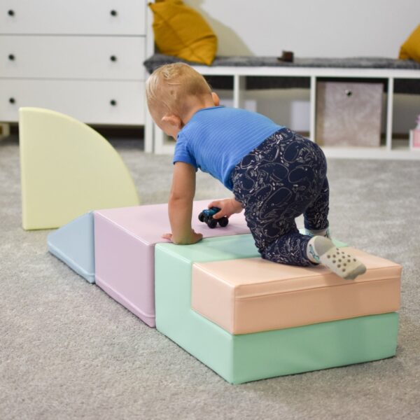 Soft Play 5 Foam Block Set – Light Pastel Corner Climber