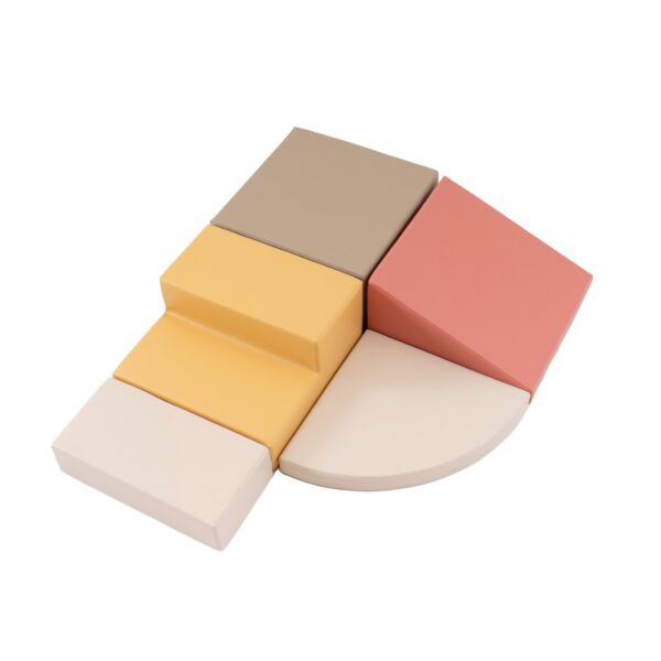 Soft Play 5 Foam Block Set – Pastel Pink Corner Climber