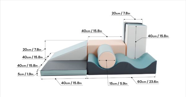 Soft Play 7 Foam Block Set – Light Pastel Discoverer