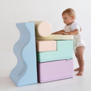 Soft Play 6 Foam Block Set – Light Pastel Explorer