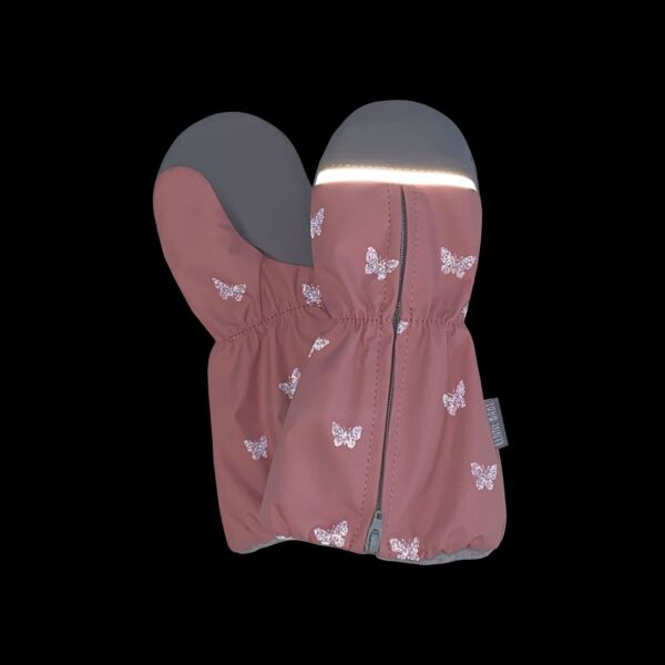 Pink Reflective Spring/Autumn Mittens with Zipper