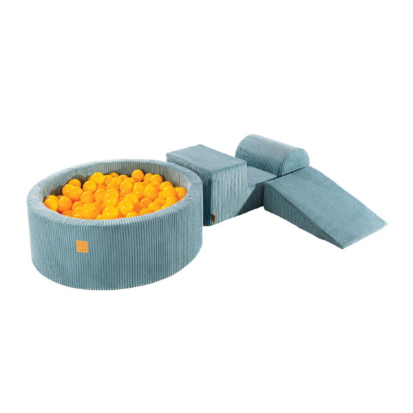 MeowBaby® Playset with Ball Pit – Turquoise & Yellow