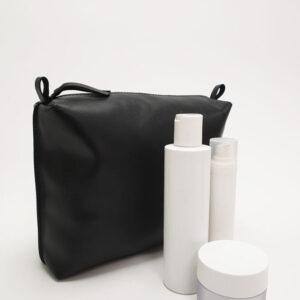 Leather Cosmetic Bag, Black – Large