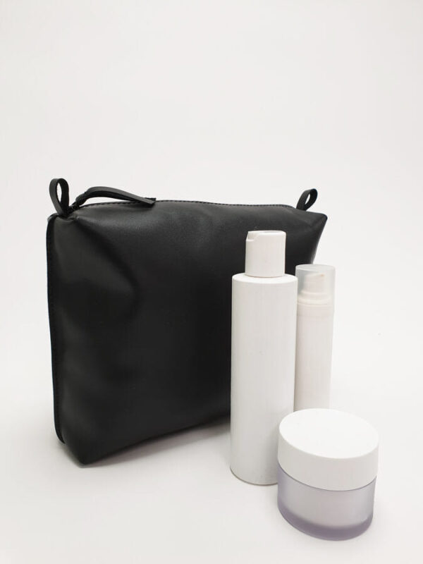 Leather Cosmetic Bag, Black – Large