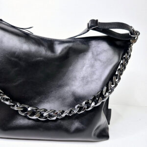 Black Leather Hobo Bag – Large