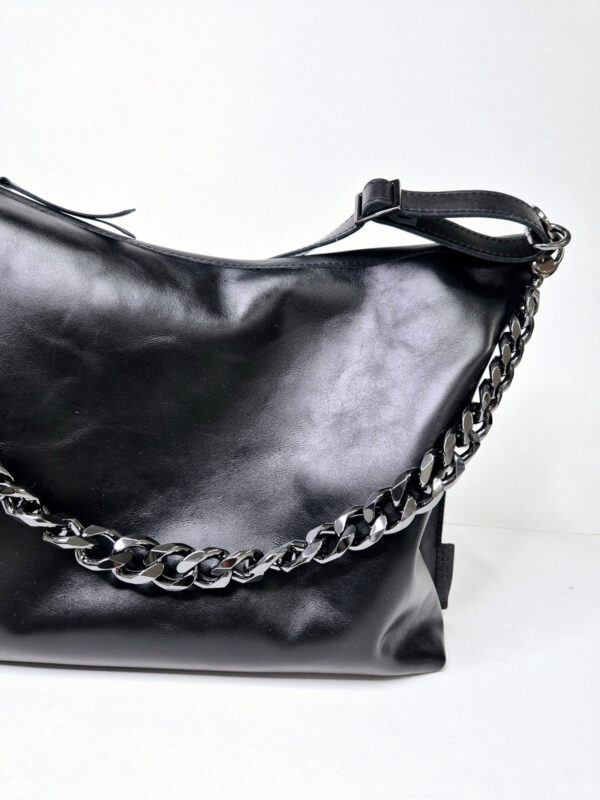 Black Leather Hobo Bag – Large