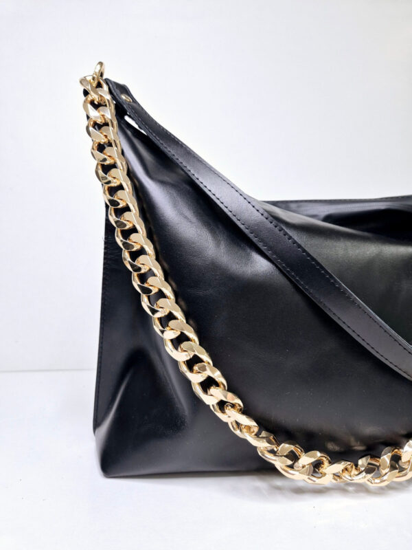 Black Leather Hobo Bag – Large