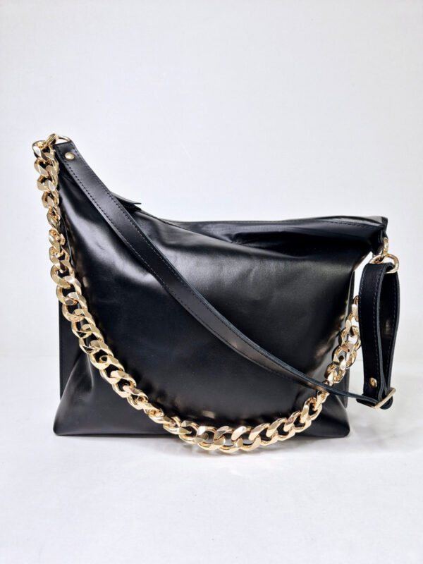 Black Leather Hobo Bag – Large