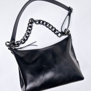 Black Leather Hobo Bag – Small