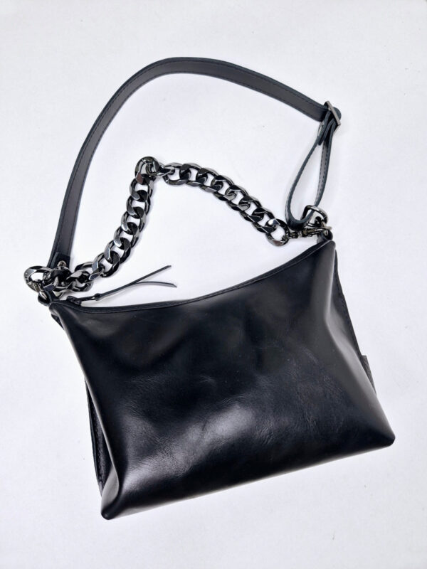 Black Leather Hobo Bag – Small