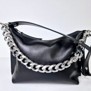 Black Leather Hobo Bag – Small