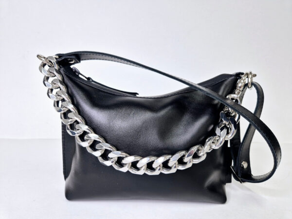Black Leather Hobo Bag – Small