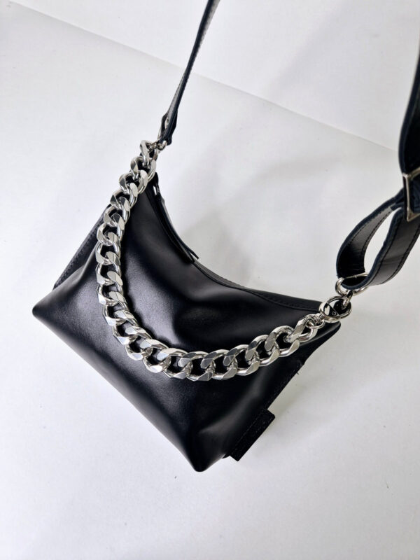 Black Leather Hobo Bag – Small