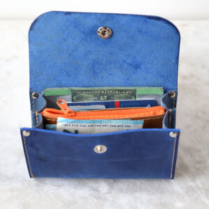 FRIDAY Leather Wallet with Zip Coin Pocket – Blue