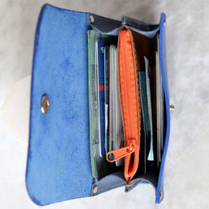 FRIDAY Leather Wallet with Zip Coin Pocket – Blue