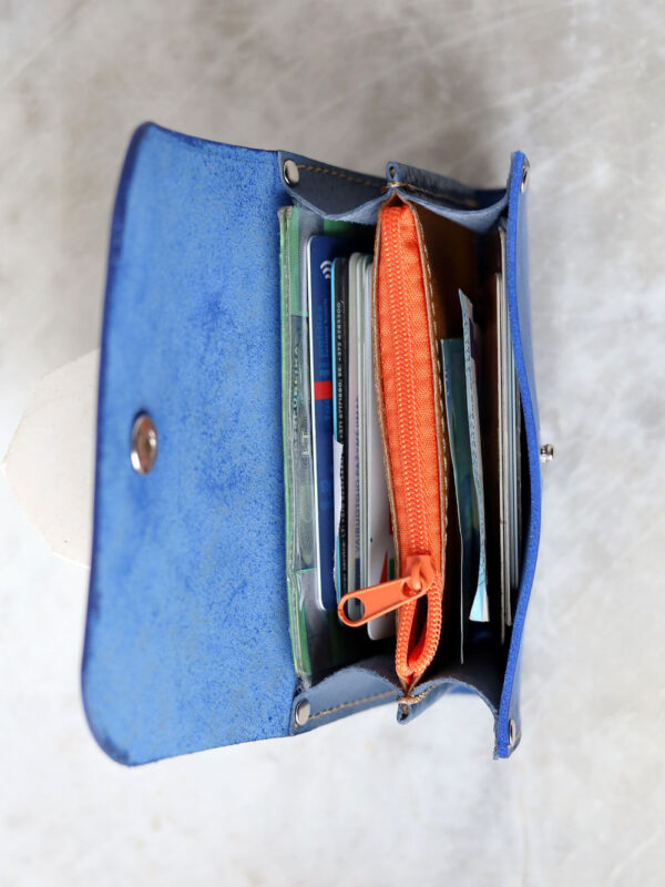 FRIDAY Leather Wallet with Zip Coin Pocket – Blue