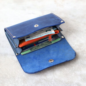 FRIDAY Leather Wallet with Zip Coin Pocket – Blue