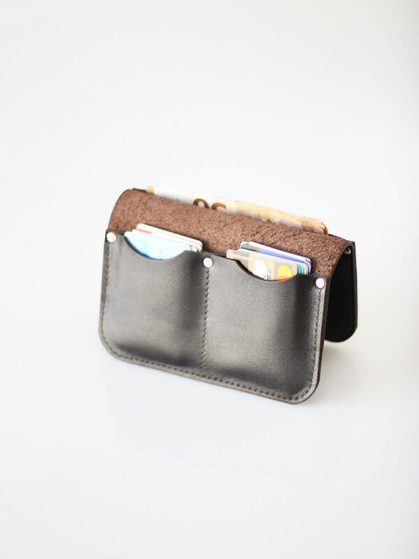 SATURDAY Leather Wallet with Zip Coin Pocket – Chocolate Brown