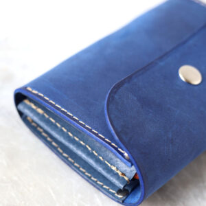 FRIDAY Leather Wallet with Zip Coin Pocket – Blue