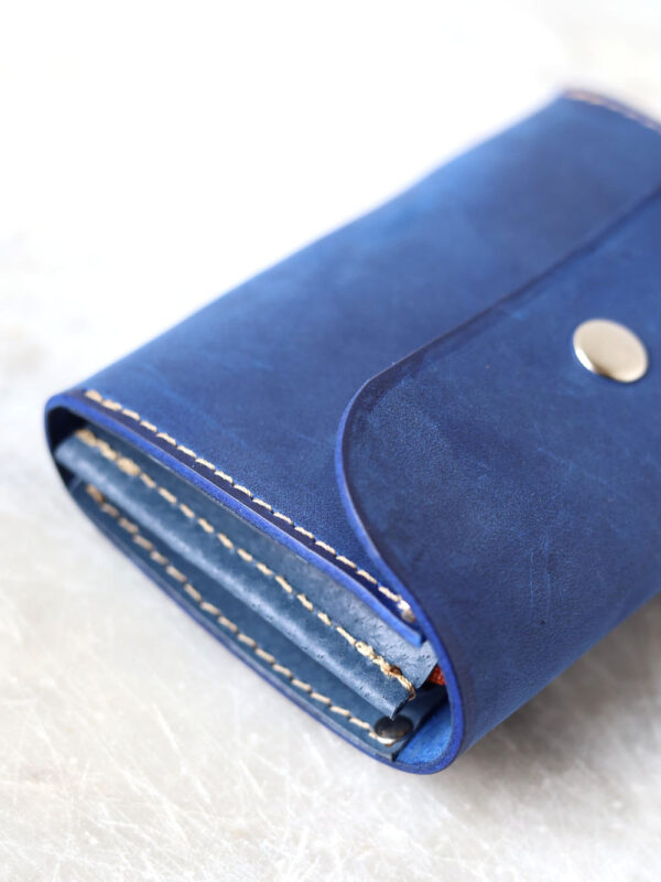 FRIDAY Leather Wallet with Zip Coin Pocket – Blue