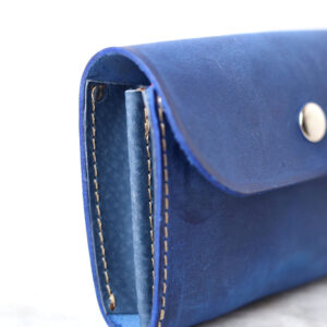 FRIDAY Leather Wallet with Zip Coin Pocket – Blue
