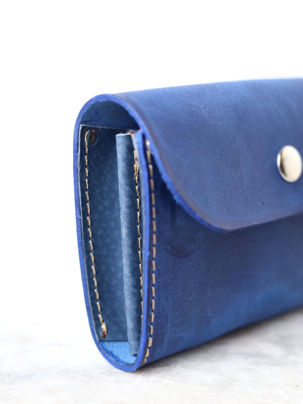FRIDAY Leather Wallet with Zip Coin Pocket – Blue