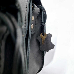 Natural Leather Saddle Backpack – Black