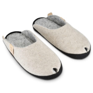 TOKU Brussels Lambswool Felt Slippers – Natural White