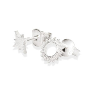 Celestial Sun Stud Earrings – Recycled Silver