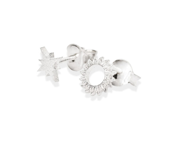 Celestial Sun Stud Earrings – Recycled Silver