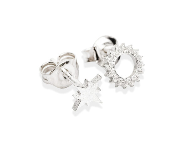 Celestial Sun Stud Earrings – Recycled Silver