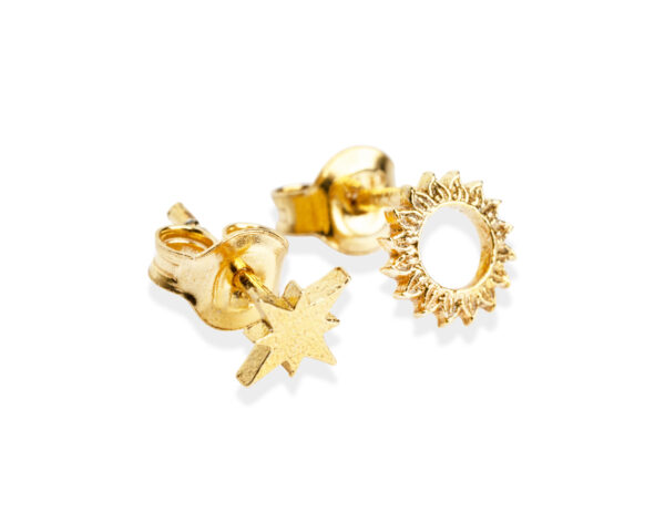Celestial Sun Stud Earrings – Recycled Silver