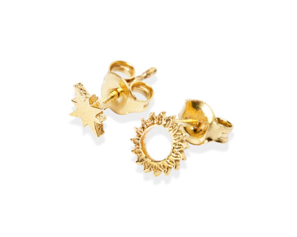 Celestial Sun Stud Earrings – Recycled Silver