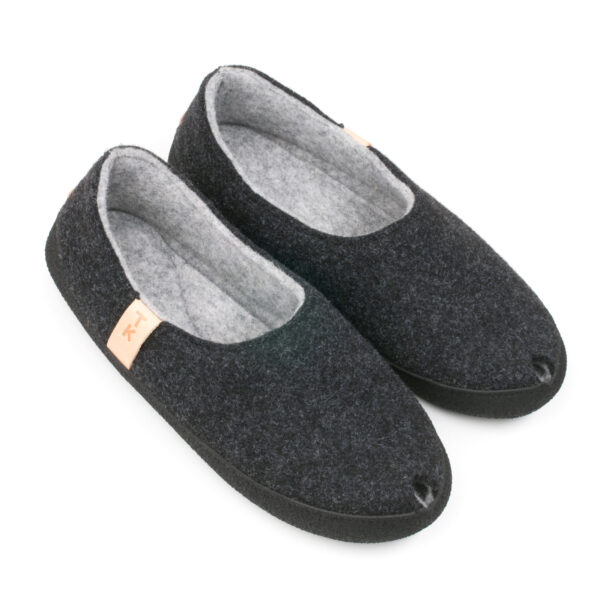 TOKU Budapest Wool Felt Slippers – Dark Grey