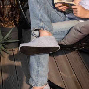 Tohkri Felt Slippers with Rubber Sole – Grey