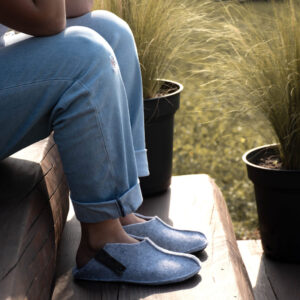 Tohkri Felt Slippers with Rubber Sole – Grey