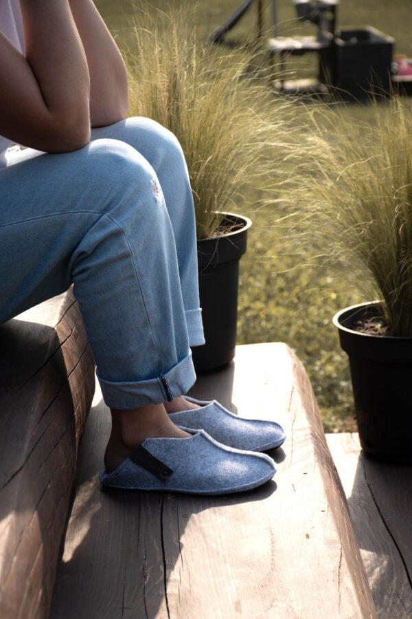 Tohkri Felt Slippers with Rubber Sole – Grey