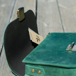 Natural Leather Saddle Bag Large – Green