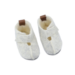 KAKU Kids’ Felt & Sheep’s Wool Slippers – White