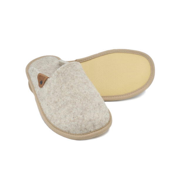Pelsi Natural Felt Slippers – New Beige