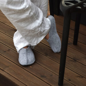 Tohkri Felt Slippers with Rubber Sole – Grey