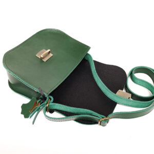 Natural Leather Saddle Bag Medium – Green
