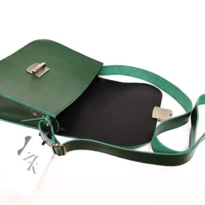 Natural Leather Saddle Bag Large – Green
