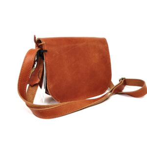 Natural Leather Saddle Bag Medium – Light Brown